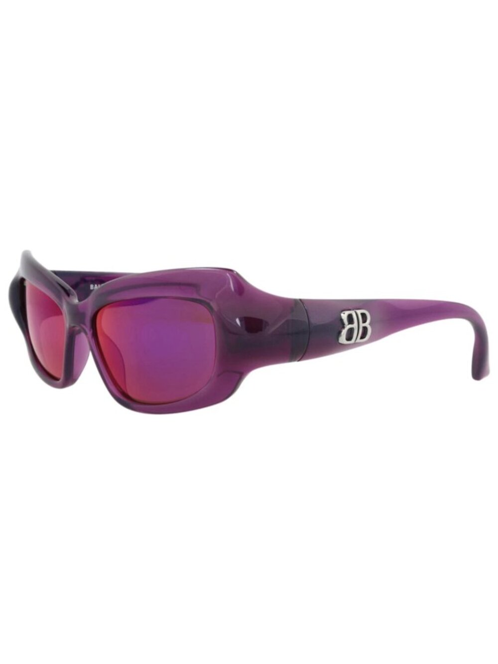 New Balenciaga Women's Sunglasses Square Rectangle Bio Injection Frame Violet